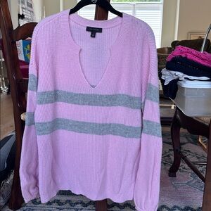 Ann Taylor Soft Pink and Gray Knit Sweater